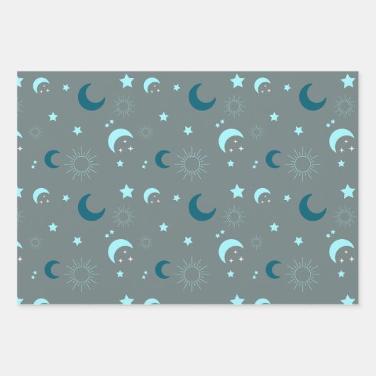 Retro Cyan Chic Wrapping Paper (Voorkant 2)