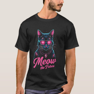 Retro Cyber Punk Kat Gloeiende Miauw De Toekomst K T-shirt