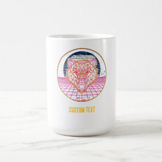 Retro Cyberpunk Geometrische Beer Neon Kunst Grafi Koffiemok