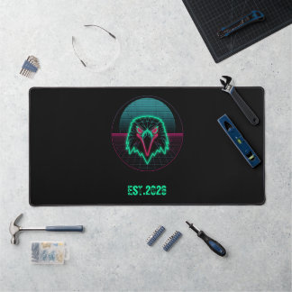 Retro Cyberpunk Geometrische Dier Neon Kunst Grafi Bureaumat