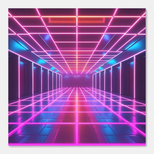 Retro Cyberpunk Grid Dance verwijderbaar Behang (Voorkant)