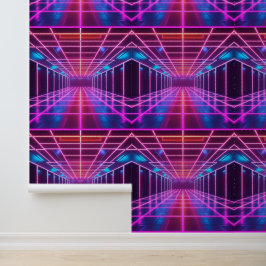 Retro Cyberpunk Grid Dance verwijderbaar Behang