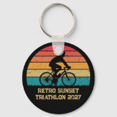 Retro Cycling Zonsondergang Custom Triatlon Sleutelhanger (Achterkant)