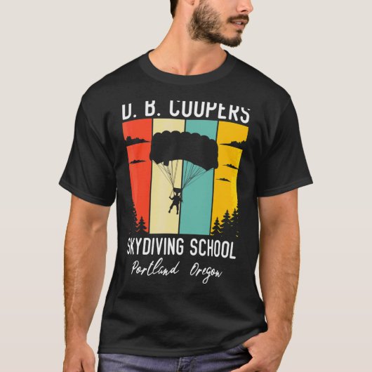 Retro D B Cooper parachutespringen Academy Db Coop T-shirt (Voorkant)