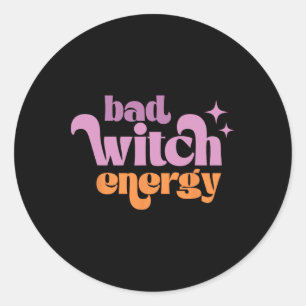 Retro D Witch Energy Shirt Halloween Witchy Vibes Ronde Sticker