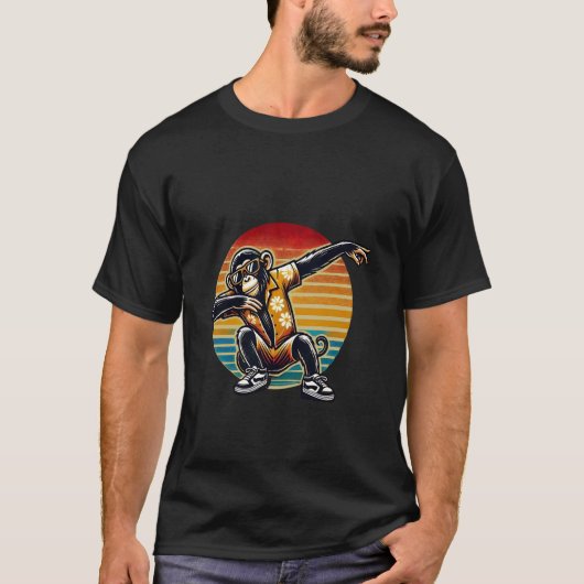 Retro Dab Dancing Chimpansee Aap met Zonnebril T-shirt (Voorkant)