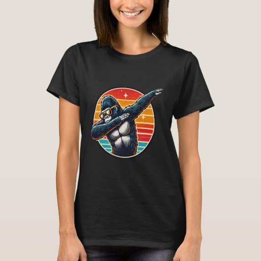 Retro Dab Dancing Gorilla Monkey met zonnebril M T-shirt (Voorkant)
