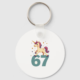 Retro Dabbing Eenhoorn 67 Regenboog Verjaardag Vec Sleutelhanger
