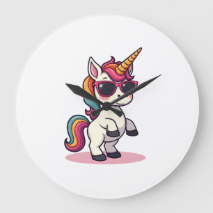 Retro Dabbing Eenhoorn Regenboog Cartoon Vector On Grote Klok