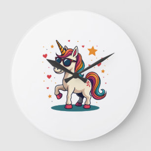 Retro Dabbing Eenhoorn Regenboog Zonnebril Vintage Grote Klok
