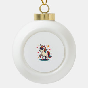Retro Dabbing Eenhoorn Regenboog Zonnebril Vintage Keramische Bal Ornament