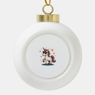 Retro Dabbing Eenhoorn Regenboog Zonnebril Vintage Keramische Bal Ornament