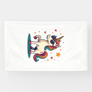 Retro Dabbing Eenhoorn Regenboog Zonnebril Vintage Spandoek