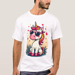 Retro Dabbing Eenhoorn Regenboog Zonnebril Vintage T-shirt