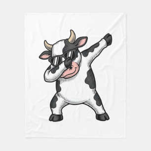 Retro Dabbing Koe Zonnebril Grafische Shirt_1 Fleece Deken