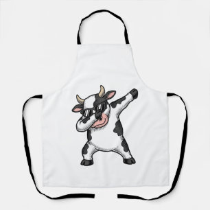 Retro Dabbing Koe Zonnebril Grafische Shirt_1 Schort