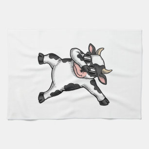 Retro Dabbing Koe Zonnebril Grafische Shirt_1 Theedoek