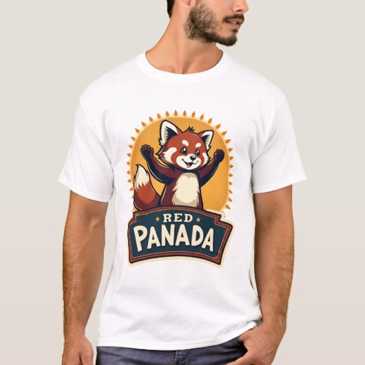 Retro Dabbing Rode Panda Retro Dier Grafisch 2 T-shirt (Voorkant)