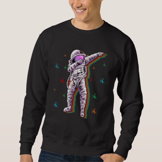 Retro Dabbing Ruimtevaarder Spaceman Planeet Buite Trui (Voorkant)