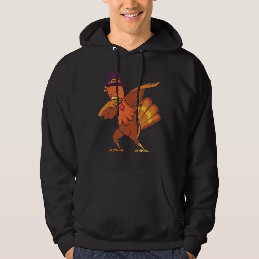Retro Dabbing Turkey Family Matching Thanksgiving  Hoodie (Voorkant)