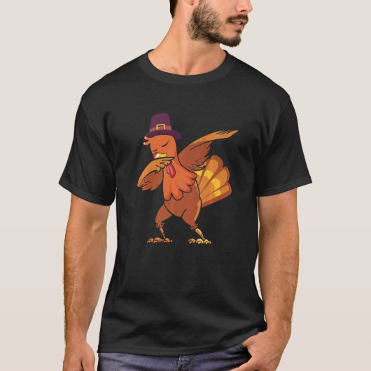 Retro Dabbing Turkey Family Matching Thanksgiving  T-shirt (Voorkant)