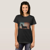 Retro  Dachshund American Flag Th van juli T-shirt (Voorkant volledig)