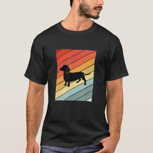Retro Dachshund Dog Silhouette Cute Wiener Dog T-shirt (Voorkant)