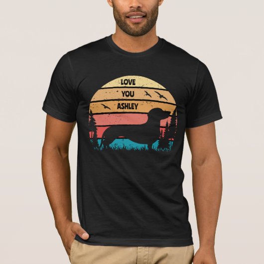 Retro Dachshund Dog T-shirt (Voorkant)
