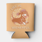 Retro Dachshund "Het leven is weelderig" Schattige Blikjeskoeler (Voorkant)