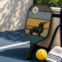 Retro Dachshund Pickleball-hondliefhebber
