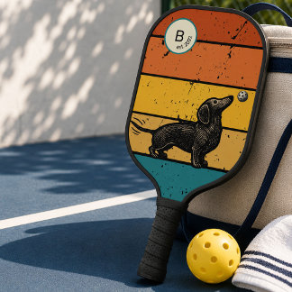 Retro Dachshund Pickleball-hondliefhebber Pickleball Paddle