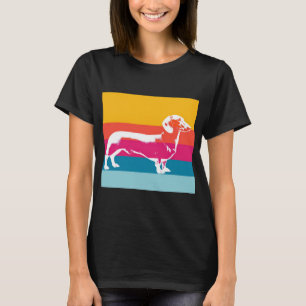 Retro Dachshund Silhouet – Kleurrijke Pop-Honden K T-shirt