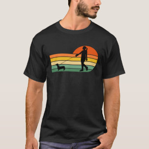 Retro Dachshund Silhouet Vrouw Hond T-shirt
