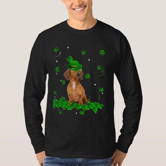 Retro Dachshund St Patrick S Day Clover T-shirt (Voorkant)
