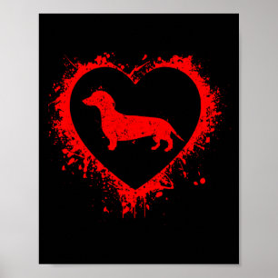 Retro Dachshund Valentijnsdag Hartvorm Mijn Vale Poster