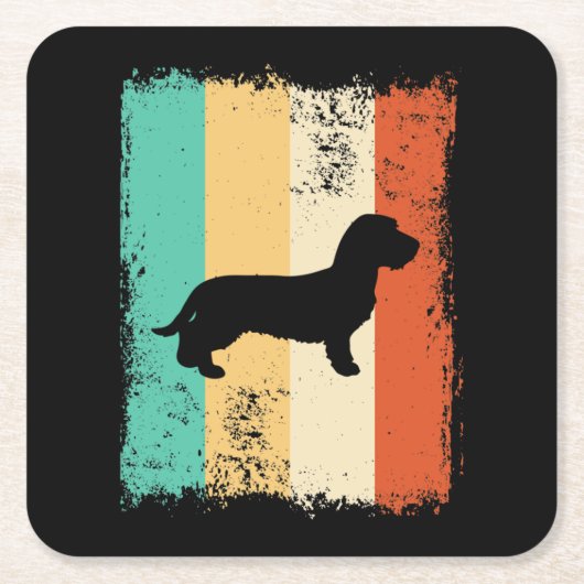 Retro Dachshund Wirehaire Kartonnen Onderzetters (Voorkant)