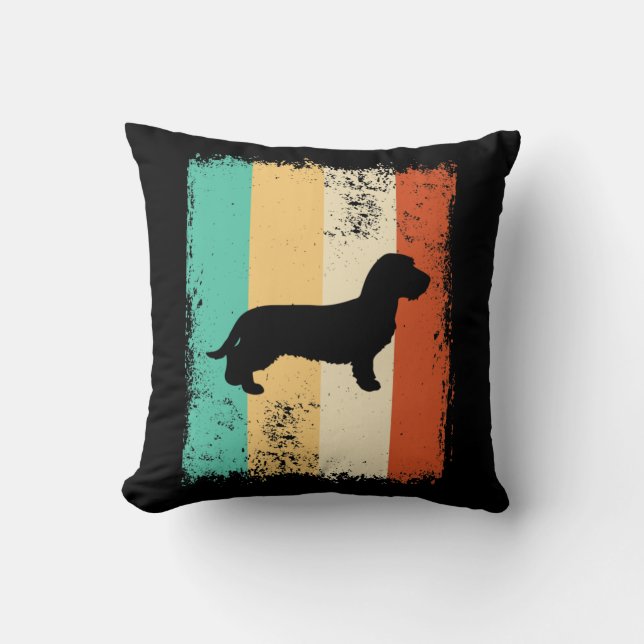  Retro Dachshund Wirehaire Kussen (Voorkant)