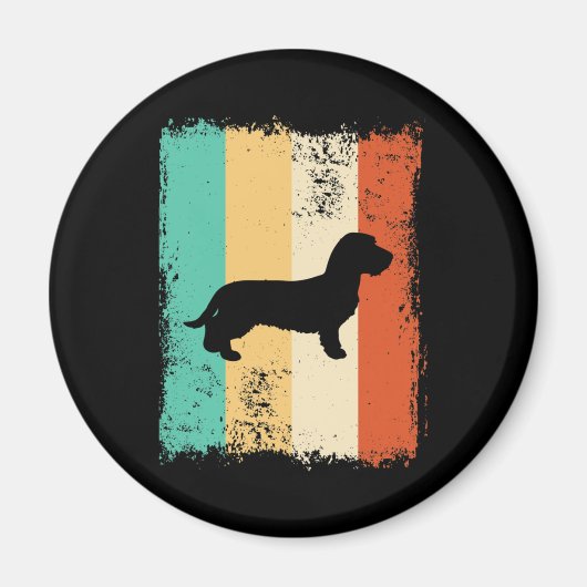  Retro Dachshund Wirehaire Magneet (Voorkant)