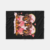 Retro Dachshund With Heart Sungles Valentine's Day Fleece Deken (Voorkant (Horizontaal))