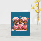 Retro Dachshund With Heart Sungles Valentine's Day Kaart (Gele Bloem)