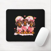 Retro Dachshund With Heart Sungles Valentine's Day Muismat (Met muis)