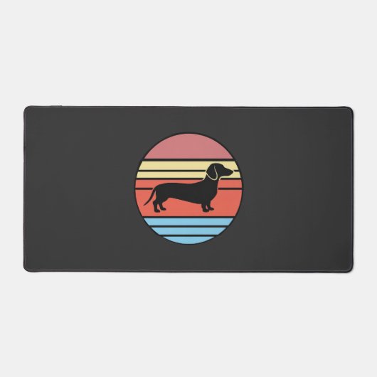 Retro Dachshund Zonsondergang Vector Bureaumat (Voorkant)