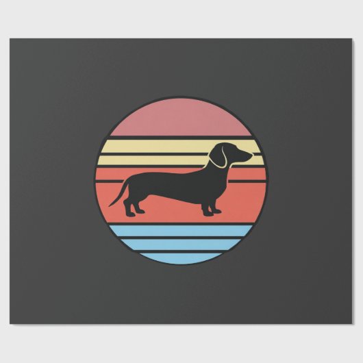 Retro Dachshund Zonsondergang Vector Cadeaupapier (Vlak)
