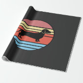Retro Dachshund Zonsondergang Vector Cadeaupapier (Uitgerold)