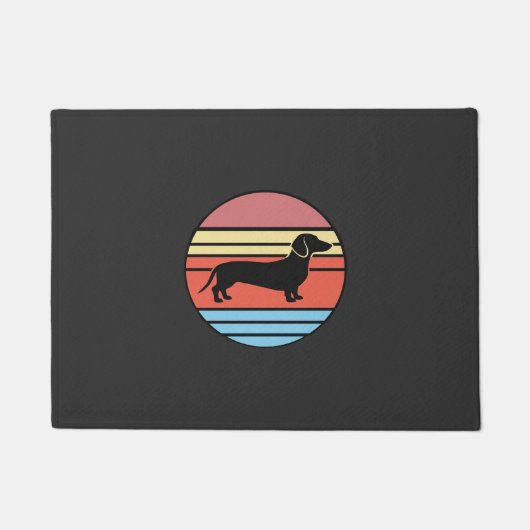 Retro Dachshund Zonsondergang Vector Deurmat (Voorkant)