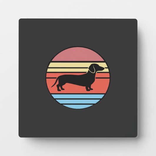 Retro Dachshund Zonsondergang Vector Fotoplaat (Voorkant)