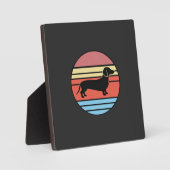 Retro Dachshund Zonsondergang Vector Fotoplaat (Voorkant)