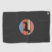 Retro Dachshund Zonsondergang Vector Golfhanddoek (Horizontaal)
