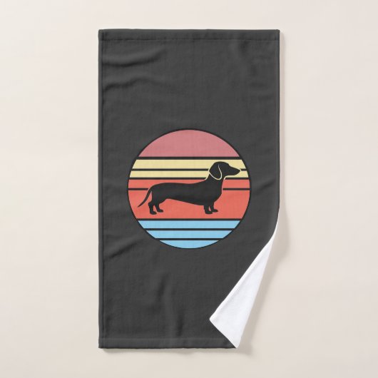Retro Dachshund Zonsondergang Vector Handdoek (Handdoek)
