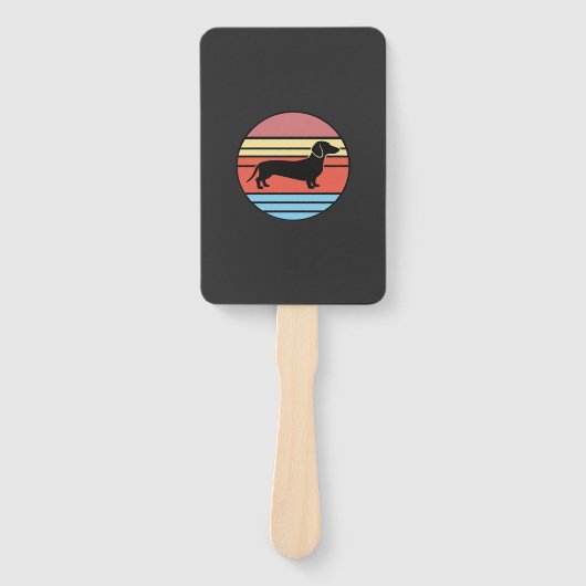 Retro Dachshund Zonsondergang Vector Handwaaier (Voorkant)